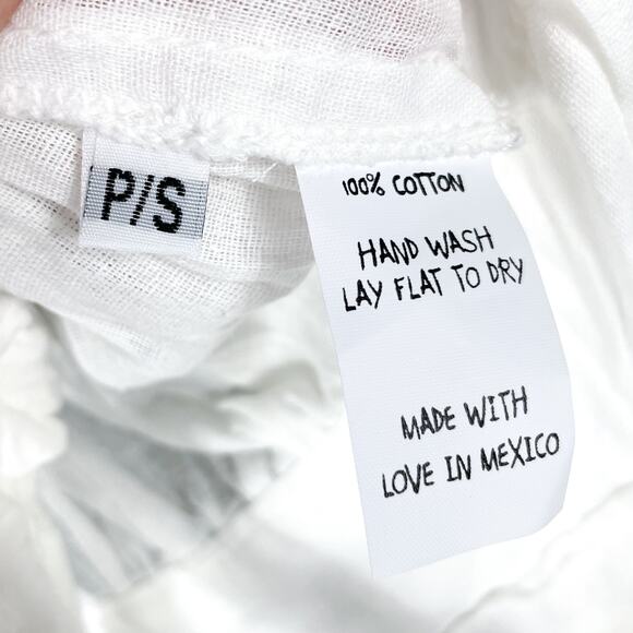 Jen's Pirate Booty Foreigner Dress White Cotton Tie Front Maxi Long Sleeve Sz XS - Picture 9 of 11